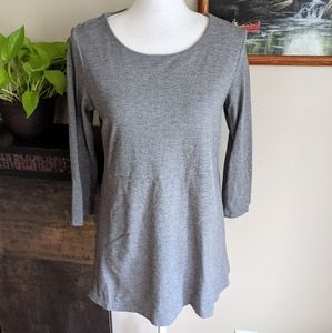 J.Jill Ponte Tunic 3/4 Sleeve Gray Stretch Blouse Waist Seam Women's XS 65